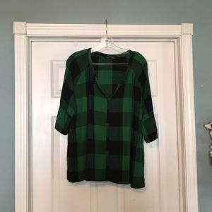Zara woman green buffalo plaid oversized shirt XS
